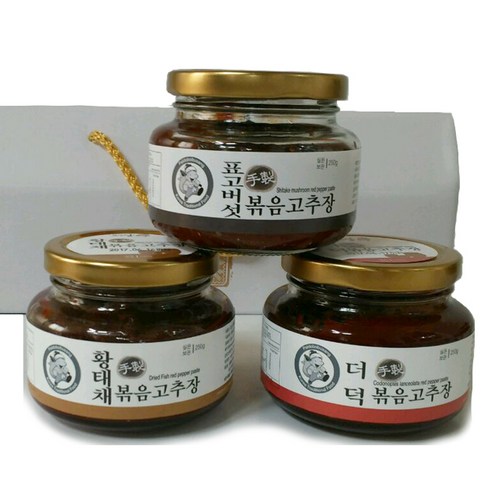 팔도보부상 볶음고추장 선물세트-으뜸세트(한우 굴비 더덕 250g), 250g, 02.더덕 황태채 표고버섯, 3개입 Best Top5