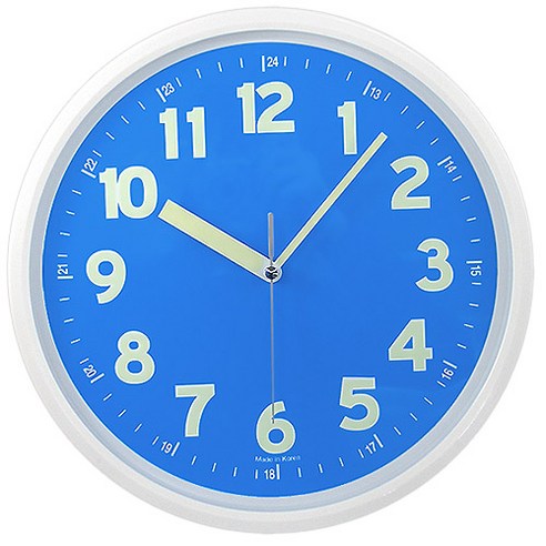 야광 무소음 벽시계 31cm, 블랙