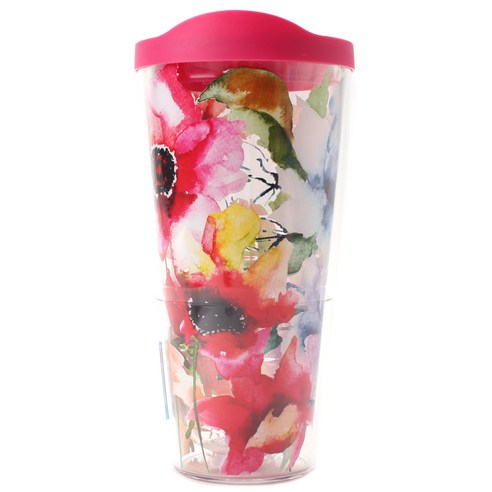 터비스 킵 드링크 핫 & 콜드 텀블러, Watercolor Blooms, 710ml