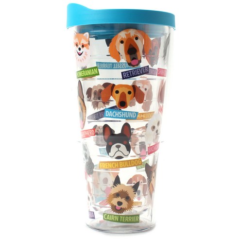 터비스 킵 드링크 핫 & 콜드 텀블러, Flat Art Dog Breed, 710ml