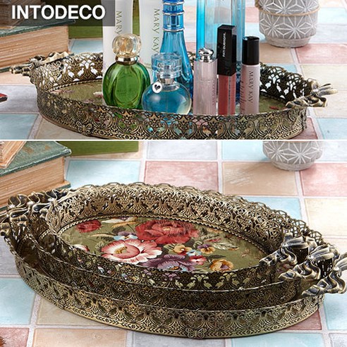 인투데코 화장품정리함 레이스쟁반, 레이스쟁반 신주