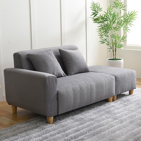2인쇼파  아로미가구 마카롱 포솜 패브릭 2인용 소파, 마카롱 패브릭 2인 A+보조스툴_그레이