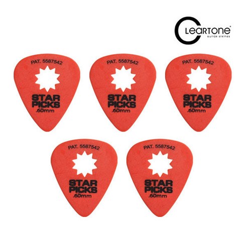 지엠뮤직_세트(5개)클리어톤피크StarPick 0.60mm Oran 스타피크 기타피크 주황 Cleartone (세트) - 기타피크 | 쿠팡