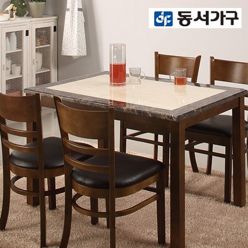 동서가구 케빈4인대리석 식탁테이블 DF903832, 상판클라우드-색상화이트