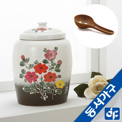 동서가구 황토쌀독 12kg DF904357-1, 진갈색 + 화이트