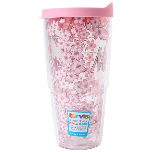 Tervis 이중벽 텀블러 트래블 리드 포함 텀블러/콜드컵, Mom Cherry Bloss, 710ml
