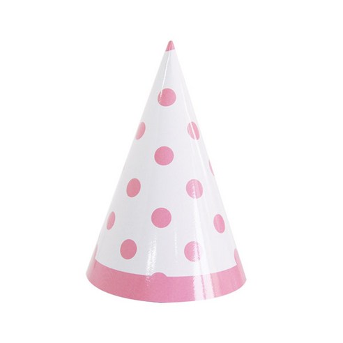 피플스파티 라인도트꼬깔모자(6입) 파티용품, 핑크