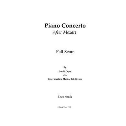 Piano Concerto (After Mozart) Paperback, Createspace