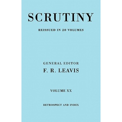 Scrutiny Vol. 20 Index & Retrosp, Cambridge University Press