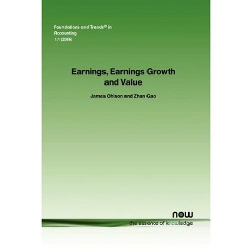 Earnings Earnings Growth and Value Paperback, Now Publishers