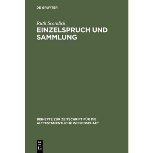 Einzelspruch Und Sammlung Hardcover, de Gruyter