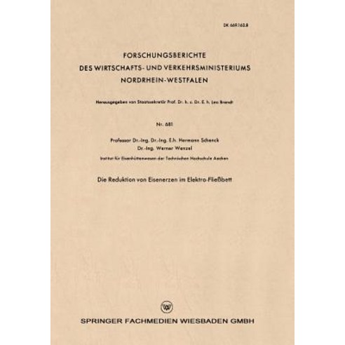 Die Reduktion Von Eisenerzen Im Elektro-Fliebett Paperback, Vs Verlag Fur Sozialwissenschaften