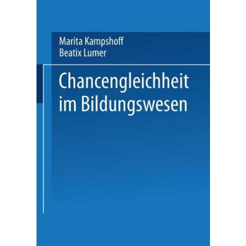 Chancengleichheit Im Bildungswesen Paperback, Vs Verlag Fur Sozialwissenschaften