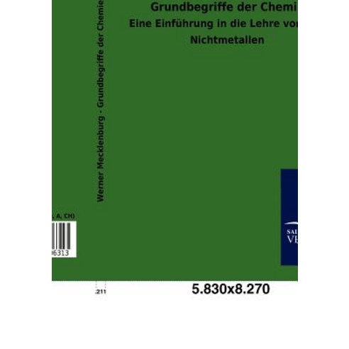 Grundbegriffe Der Chemie Paperback, Salzwasser-Verlag Gmbh