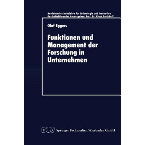 Funktionen Und Management Der Forschung in Unternehmen Paperback, Deutscher Universitatsverlag