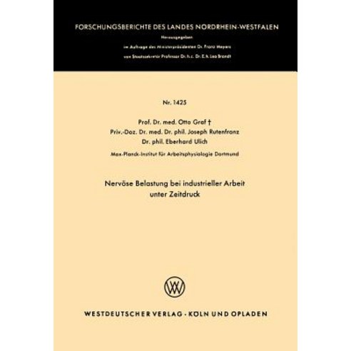 Nervose Belastung Bei Industrieller Arbeit Unter Zeitdruck Paperback, Vs Verlag Fur Sozialwissenschaften