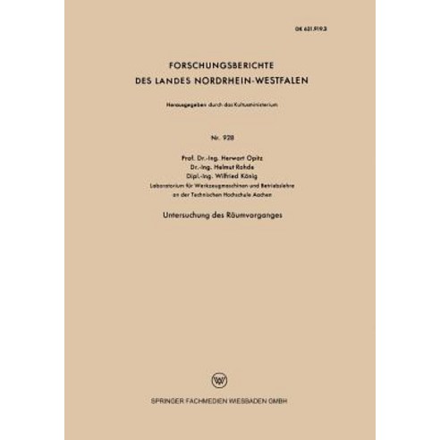 Untersuchung Des Raumvorganges Paperback, Vs Verlag Fur Sozialwissenschaften