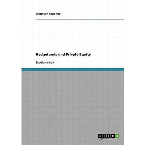 Hedgefonds Und Private Equity Paperback, Grin Publishing
