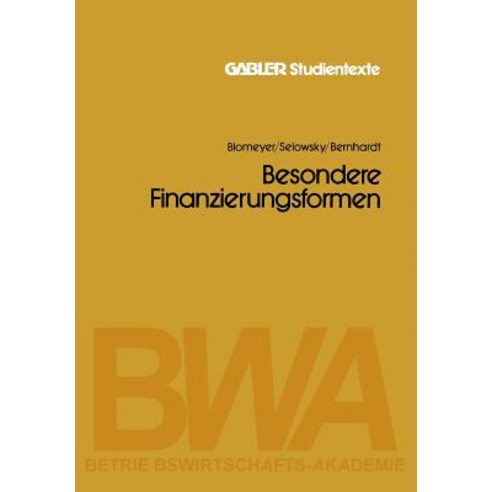 Besondere Finanzierungsformen Paperback, Gabler Verlag