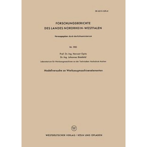 Modellversuche an Werkzeugmaschinenelementen Paperback, Vs Verlag Fur Sozialwissenschaften
