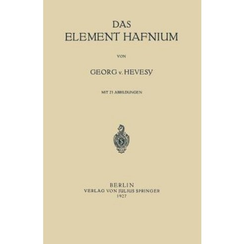 Das Element Hafnium Paperback, Springer