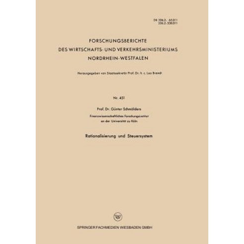 Rationalisierung Und Steuersystem Paperback, Vs Verlag Fur Sozialwissenschaften
