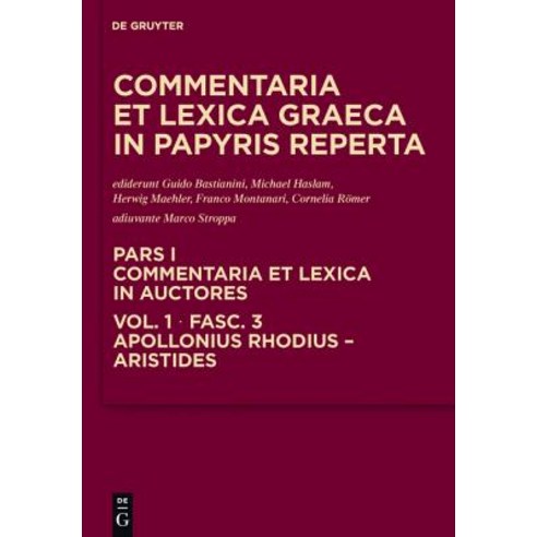 Apollonius Rhodius - Aristides Hardcover, Walter de Gruyter
