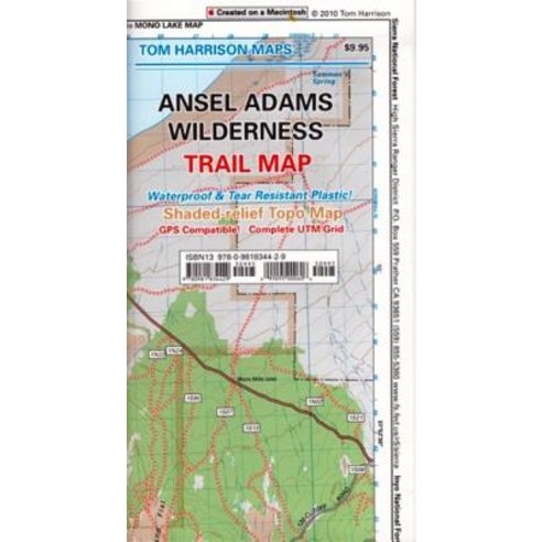 Ansel Adams Wilderness Trail Map: Shaded-Relief Topo Map Folded, Tom Harrison Maps