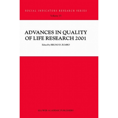 Advances in Quality of Life Research 2001 Hardcover, Springer