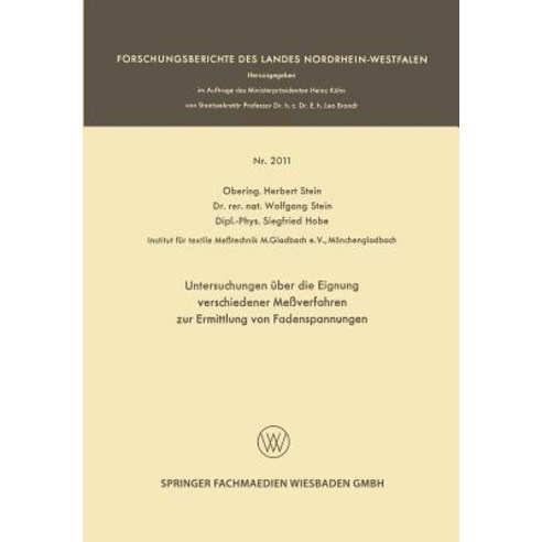 Untersuchungen Uber Die Eignung Verschiedener Meverfahren Zur Ermittlung Von Fadenspannungen Paperback, Vs Verlag Fur Sozialwissenschaften
