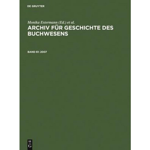 2007 Hardcover, Walter de Gruyter