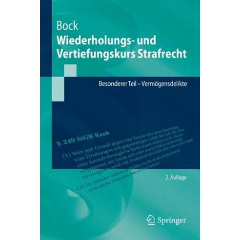 Wiederholungs- Und Vertiefungskurs Strafrecht: Besonderer Teil - Vermogensdelikte Paperback, Springer