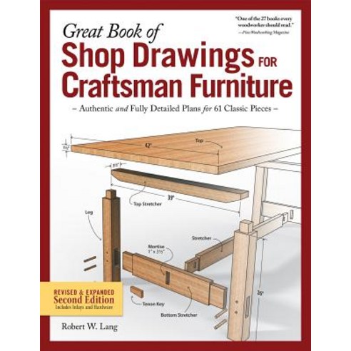 (영문도서) Great Book of Shop Drawings for Craftsman Furniture Revised & Expanded Second Edition: Authentic and ..., Fox Chapel Publishing