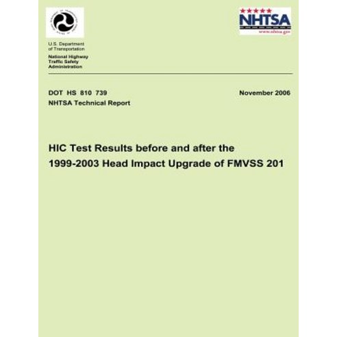 Hic Test Results Before and After the 1999-2003 Head Impact Upgrade of Fmvss 201: Nhtsa Technical Repo..., Createspace Independent Publishing Platform