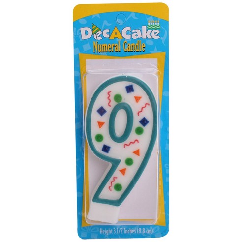 Dec-A-Cake 숫자 생일초 8.8cm, #9, 1개