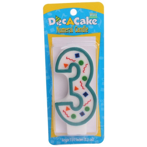 Dec-A-Cake 숫자 생일초 8.8cm, #3, 1개