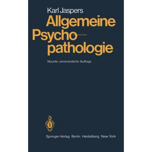 Allgemeine Psychopathologie Hardcover, Springer