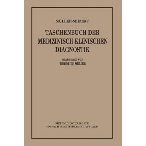 Taschenbuch Der Medizinisch Klinischen Diagnostik Paperback, J.F. Bergmann-Verlag