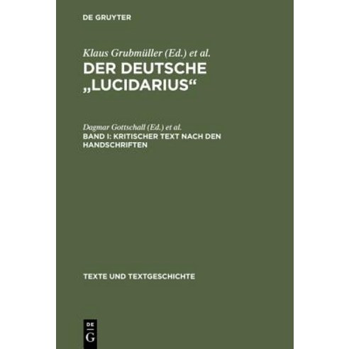 Kritischer Text Nach Den Handschriften Hardcover, de Gruyter