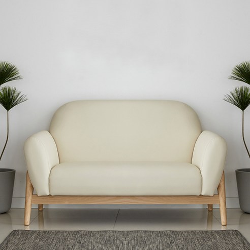 2인쇼파  마티노가구 아모르 원목 인조가죽 2인용 소파, 아이보리