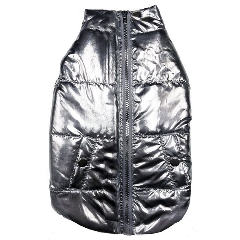 팹도그 메탈릭 퍼펄 애견 패딩 코트, Silver