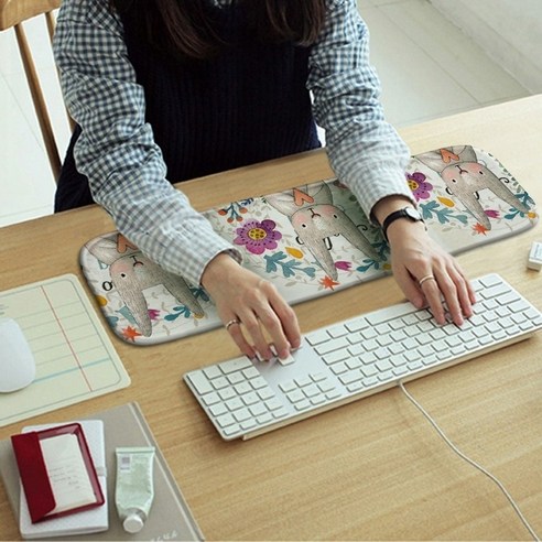 CareFree 에볼루션 손목 팔꿈치 장패드, 80cm_20cm 플라워 토끼, 1개