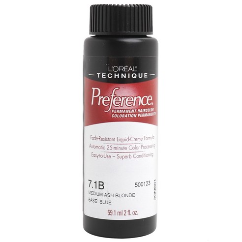 로레알 프리퍼런스 퍼머넌트 헤어컬러 59.1ml, 7.1B Medium Ash Blonde, 1개