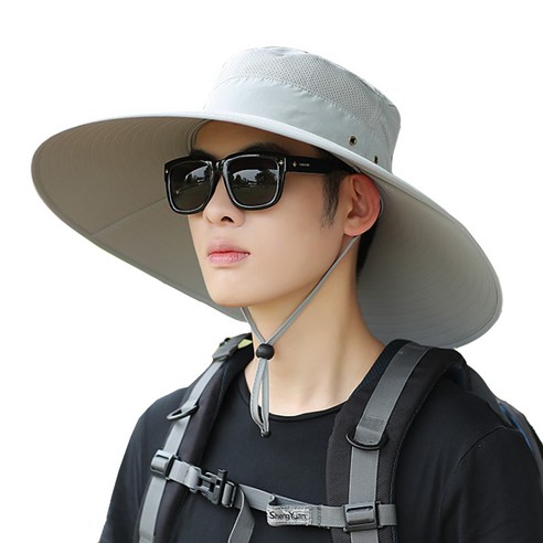 (1+1) 기스모 15cm 큰챙 벙거지모자 등산모자, 연그레이