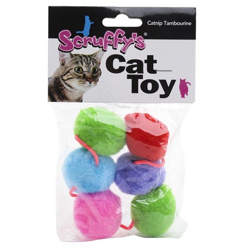 스크러피스 캣닙 탬버린 볼 고양이 장난감, 혼합 색상, 1개
