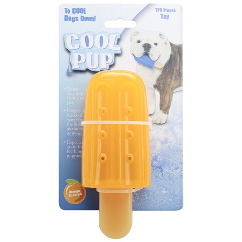 Cool Pup 팝시클 서모플라스틱 러버 프리즈 애견 장난감 L, Orange, 1개