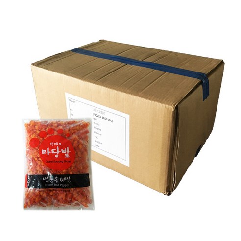 팔도보부상 냉동홍피망 다이스 1박스 1kgX10입 야채 식자재식당, 단품