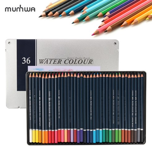 문화 36색 수채화 틴 색연필 생생한 색감과 편리한 보관