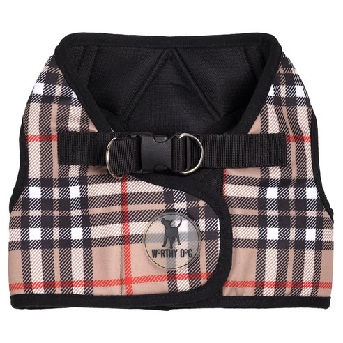 더월씨독 프린티드 사이드킥 애견 하네스, Tan Plaid