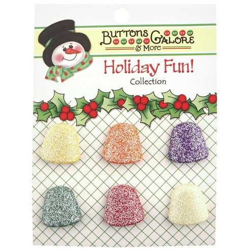 버튼갤로어 홀리데이 펀 3D 버튼 단추, Gumdrops, 6개입